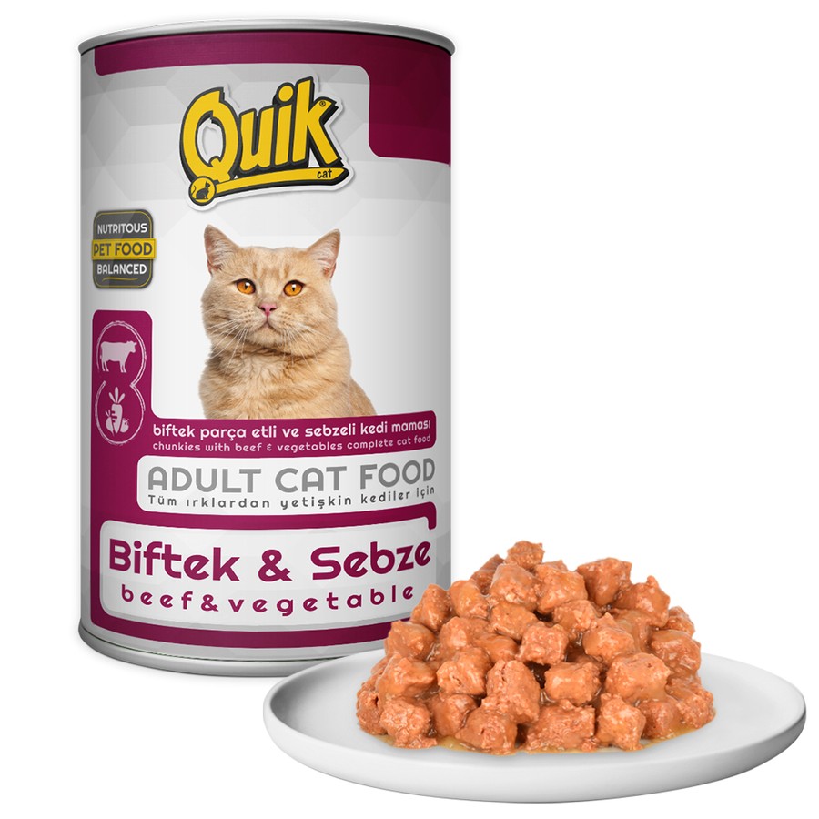 QUİK BİFTEKLİ VE SEBZELİ KEDİ KONSERVESİ 415 GR