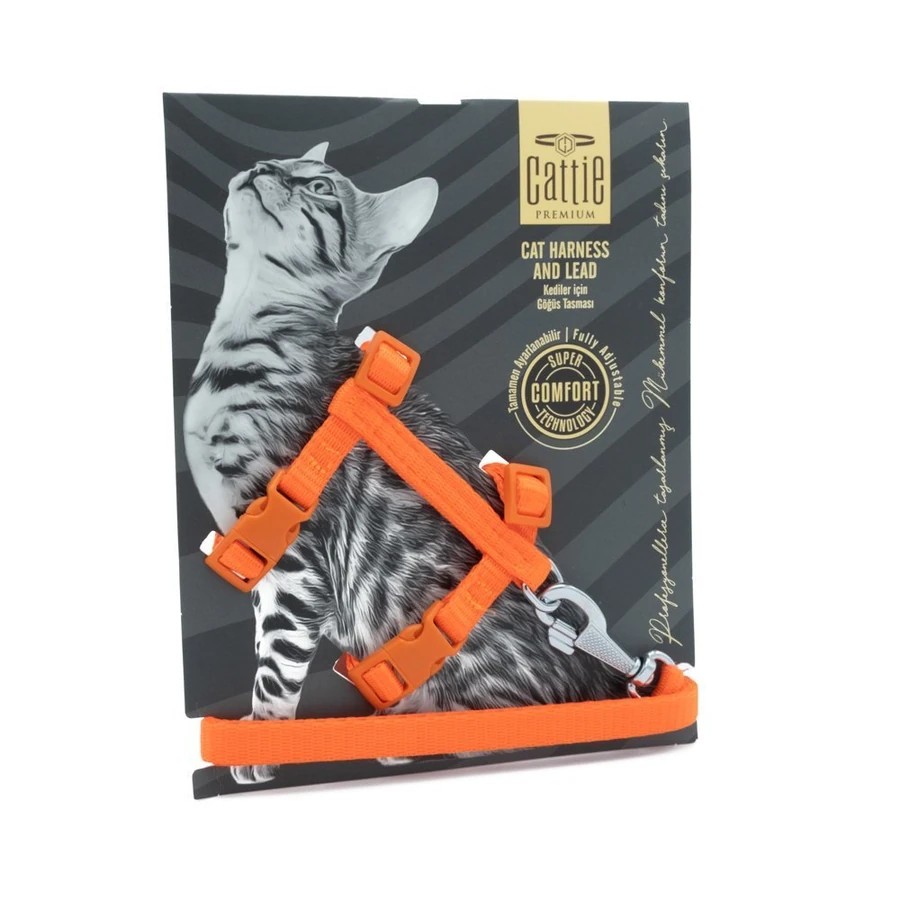 KEDI GÖGÜS & GEZDIRME TAKIMI TURUNCU 1X25-40CM
