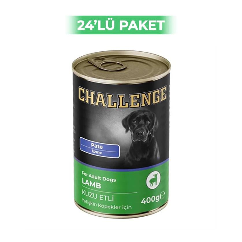 Challenge Pate Kuzu Etli Yetişkin Konserve Köpek Maması 400 Gr x 24 Adet