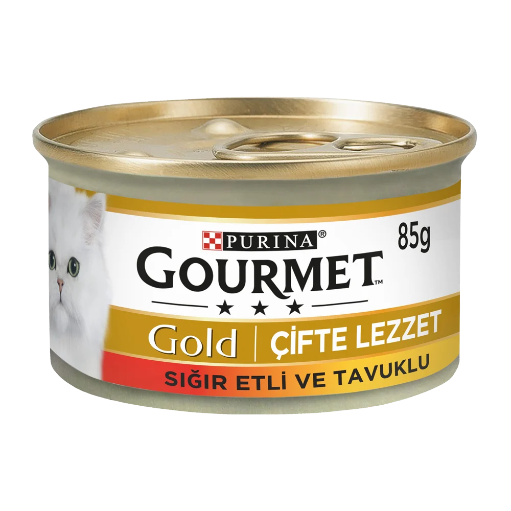 Gourmet Gold Çifte Lezzet Sığır ve Tavuklu Kedi Konserve Maması 85 Gr