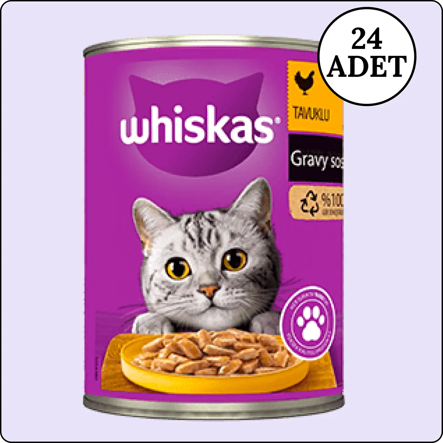 Whiskas Gravy Soslu Tavuklu Yetişkin Kedi Konservesi 24 Adet 400 Gr