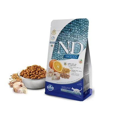 N&D DÜŞÜK TAHILLI MORİNA BALIKLI PORTAKALLI YETİŞKİN KEDİ MAMASI 1.5KG