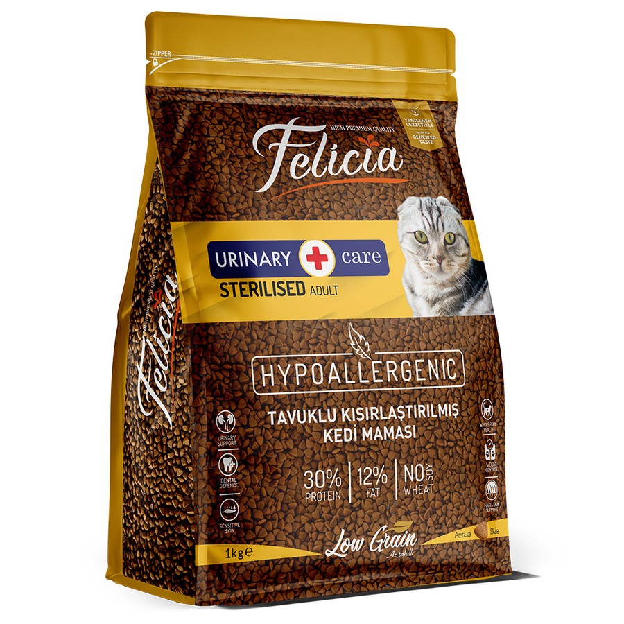 FELİCİA STERİL TAVUK KEDİ MAMASI 1 KG