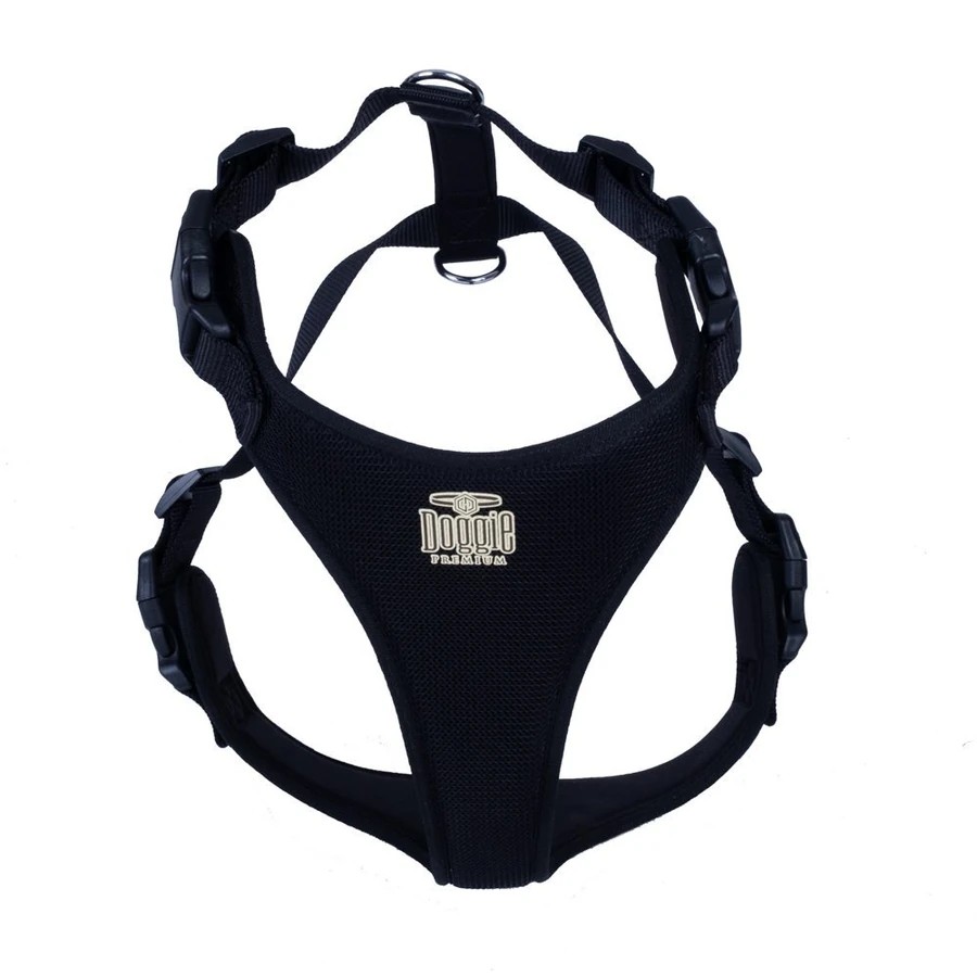 Doggie Havalı Dokuma Köpek Göğüs Tasması L 2x55-65cm Siyah