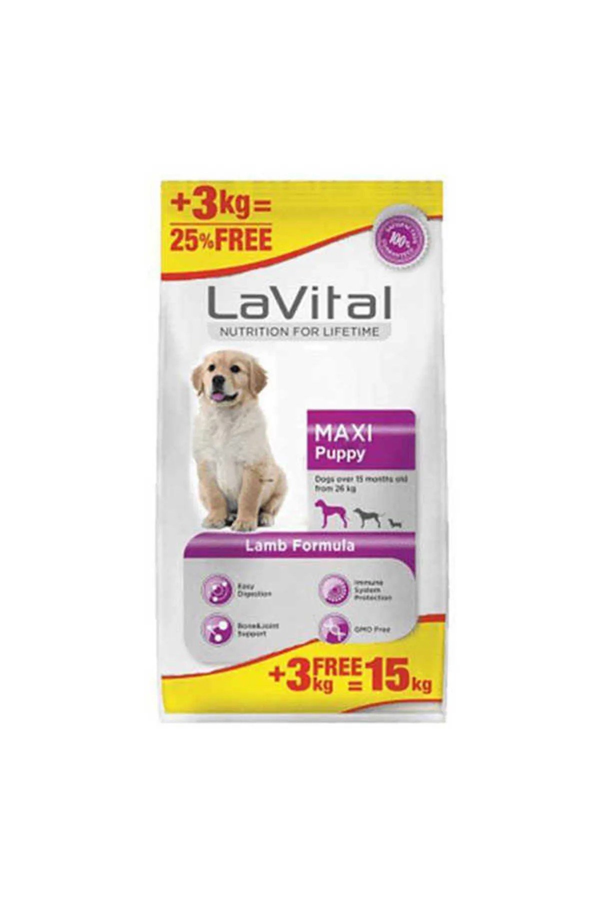 LAVİTAL MAXİ PUPPY KUZU ETLİ KOPEK MAMASİ 15 KG.