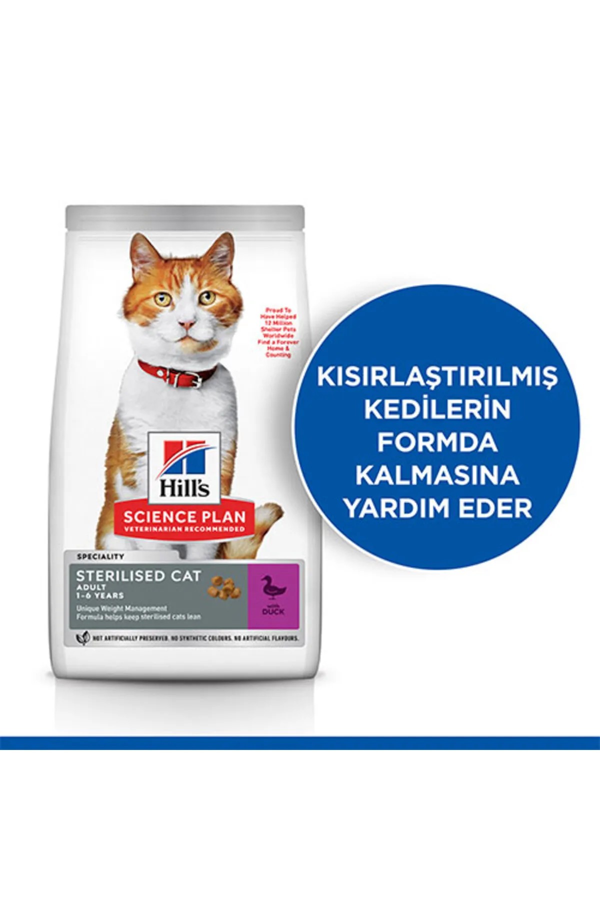 HİLLS ÖRDEKLİ STERİLİSED KISIRLAŞTIRILMIŞ KEDİ MAMASI 1.5 KG