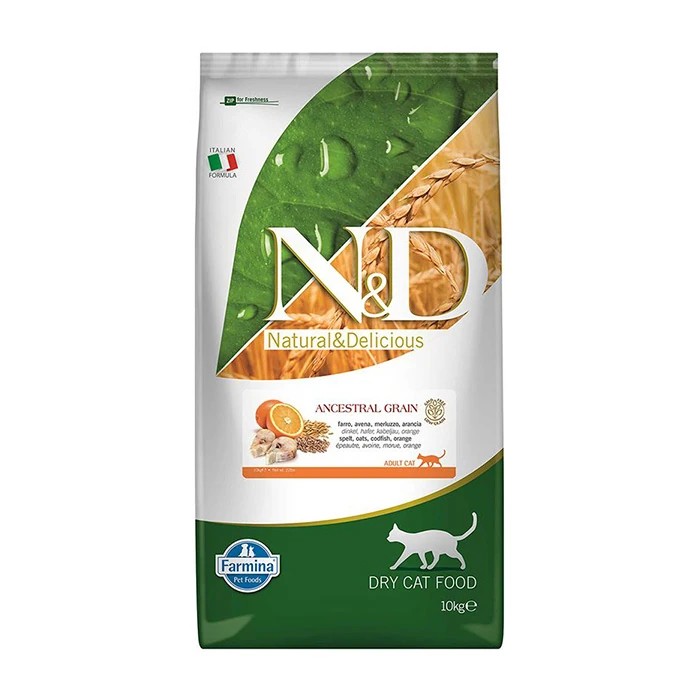 N&D OCEAN DÜŞÜK TAHILLI BALIKLI PORTAKALLI KEDİ MAMASI 10 KG