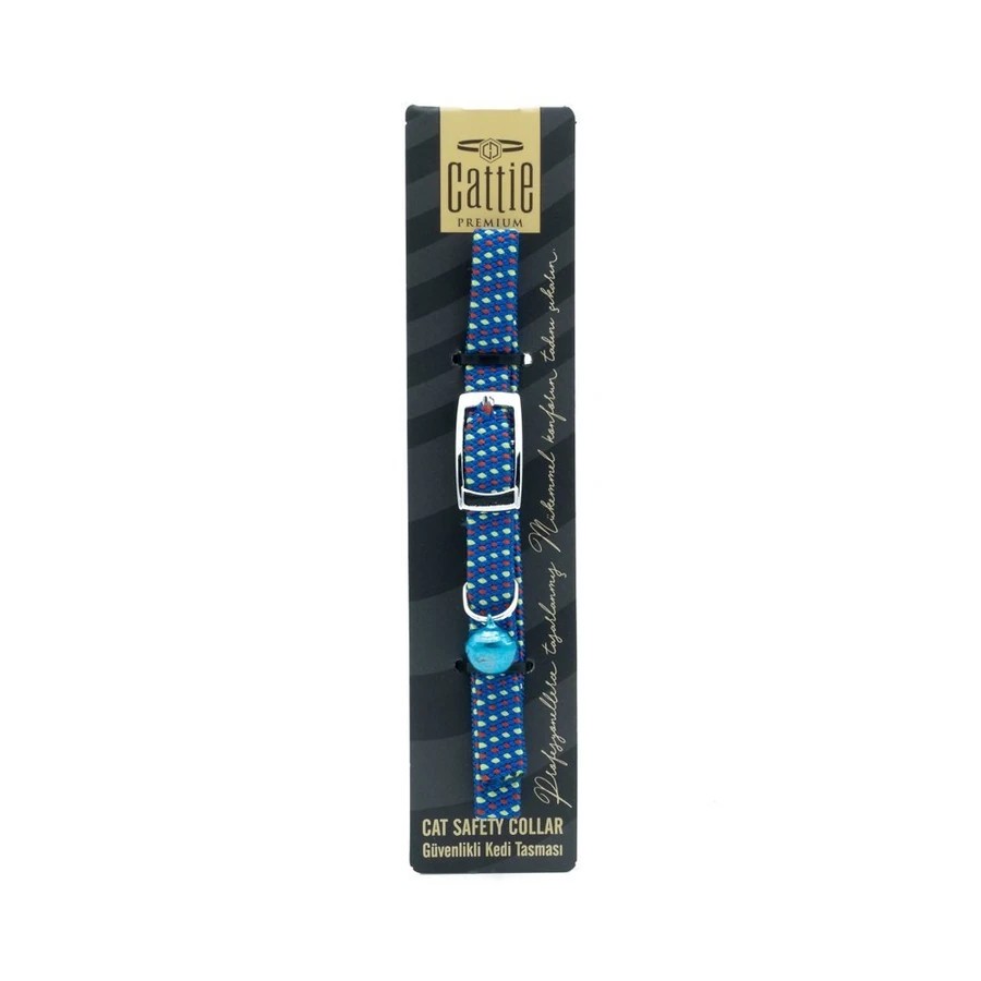 CATTİE ELASTİK DOKUMADAN EL YAPIMI KEDİ BOYUN TASMASI MAVİ KLTBLUE 1X20-30 CM