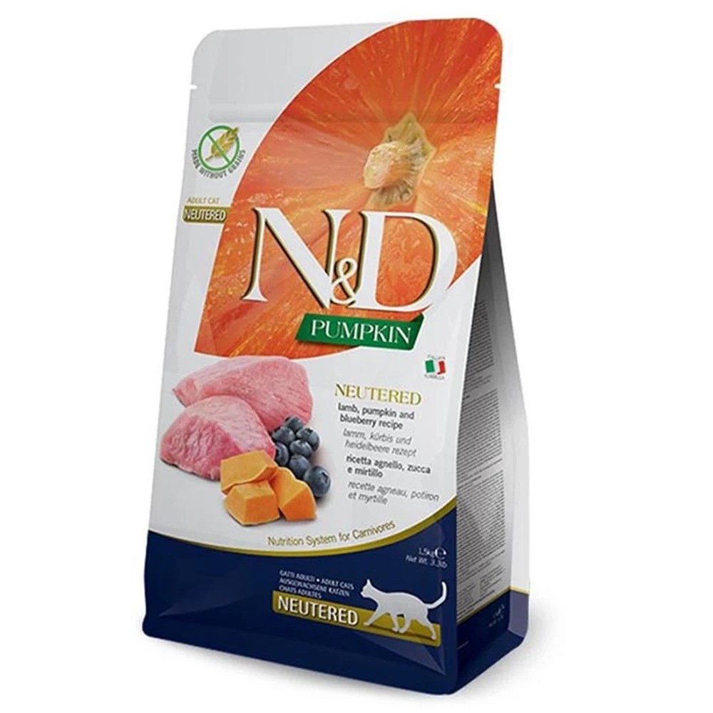 N&D BALKABAKLI KUZU YABAN MERSİNLİ KISIRLAŞTIRILMIŞ KEDİ MAMASI 1.5KG