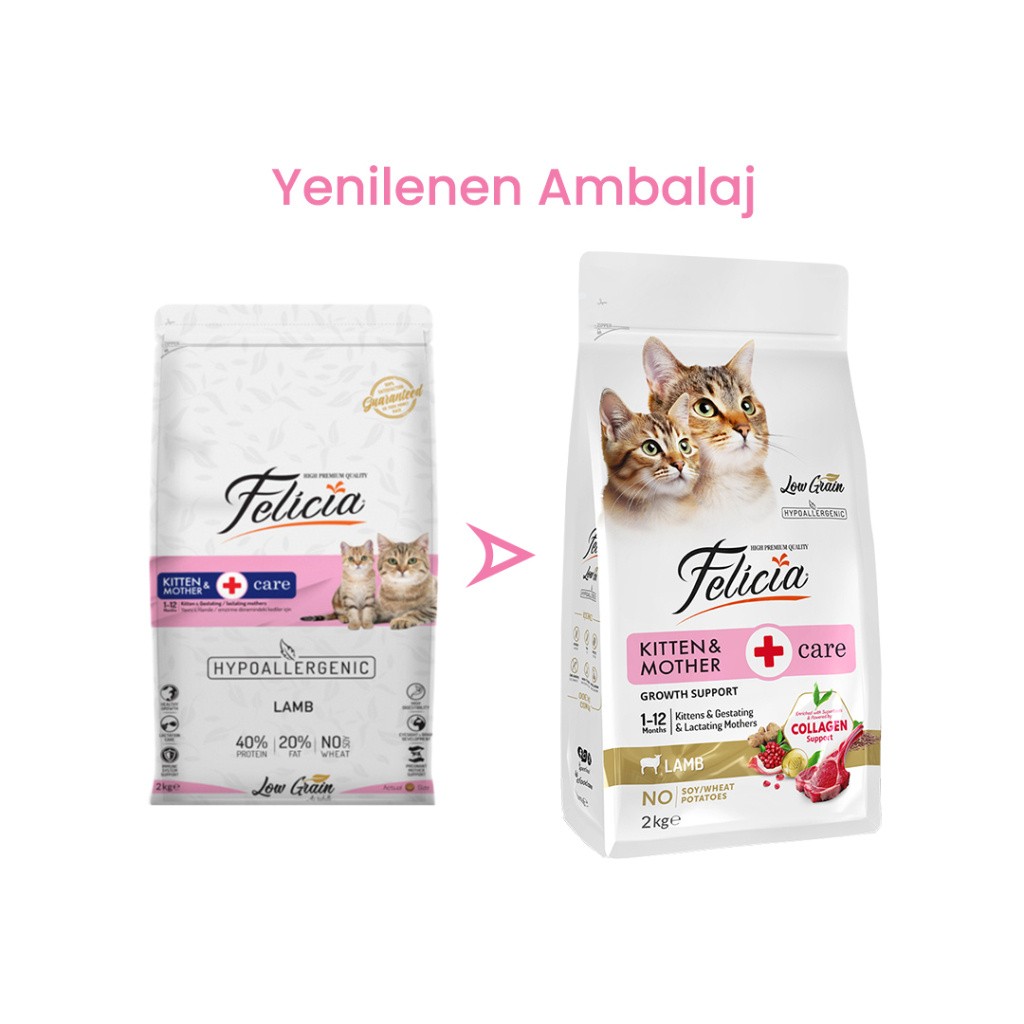 FELİCİA DÜŞÜK TAHILLI KUZULU YAVRU KEDİ MAMASI 2 KG