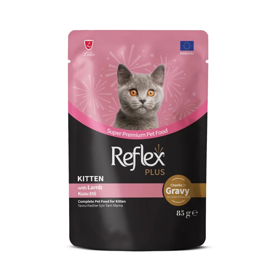 REFLEX PLUS KUZU ETLİ YAVRU KEDİ MAMASI 85 GR