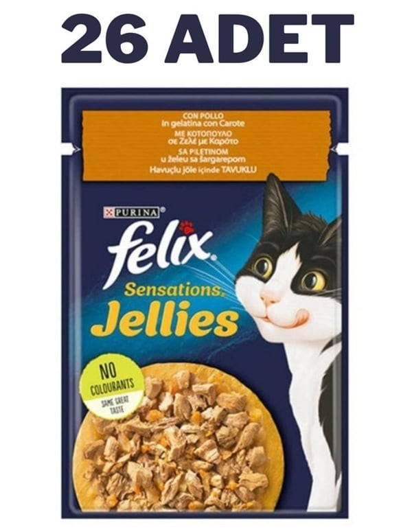 Felix Pouch Tavuklu ve Havuçlu Yetişkin Kedi Konservesi 85gr x 26