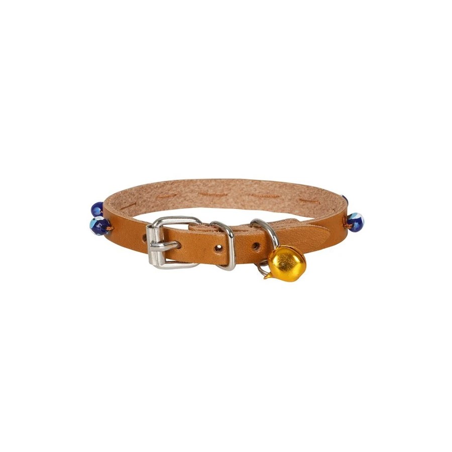 BONCUKLU DERİ KEDİ TASMASI 23 CM