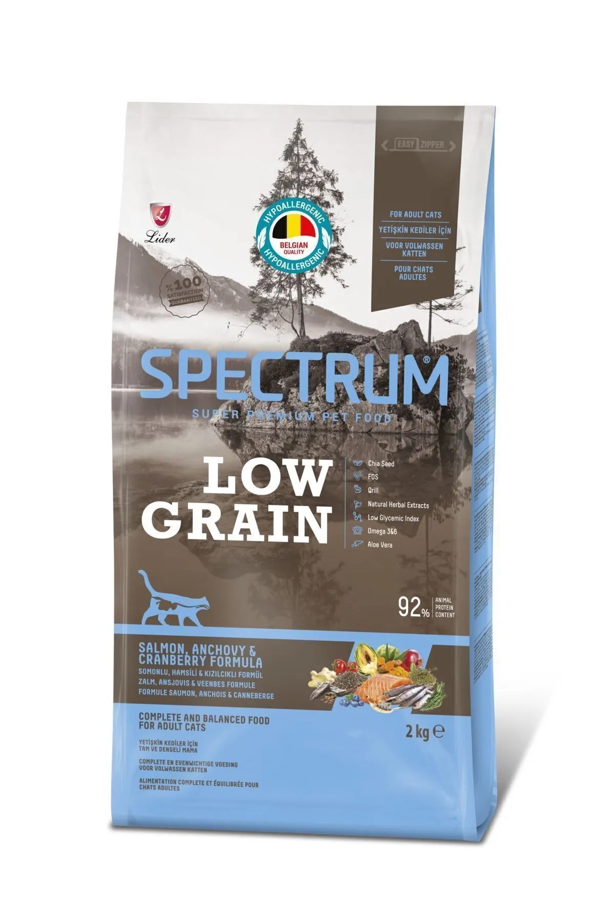 SPECTRUM AZ TAHILLI SOMONLU VE HAMSILI 2KG KEDI MAMASI