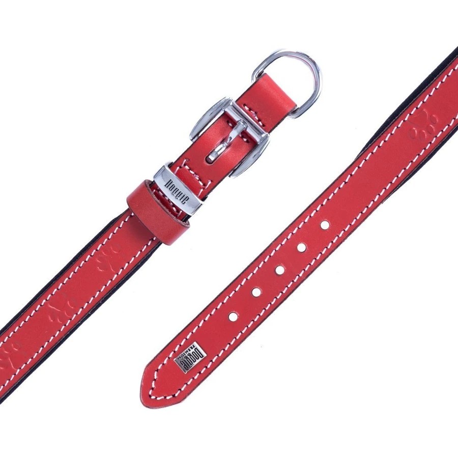 KONFOR DERI PATI DESENLI BOYUN TASMASI KIRMIZI 2X30-35CM