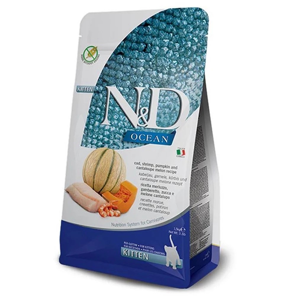 N&D OCEAN BALKABAKLI BALIK VE KARİDESLİ YAVRU KEDİ MAMASI 1.5