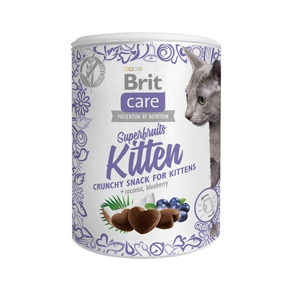 Brit Care Superfruits Hindistan Cevizli ve Yaban Mersinli Yavru Kıtır Kedi Ödül Maması 100gr