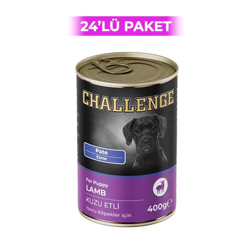 Challenge Pate Kuzu Etli Yavru Konserve Köpek Maması 400 Gr x 24 Adet