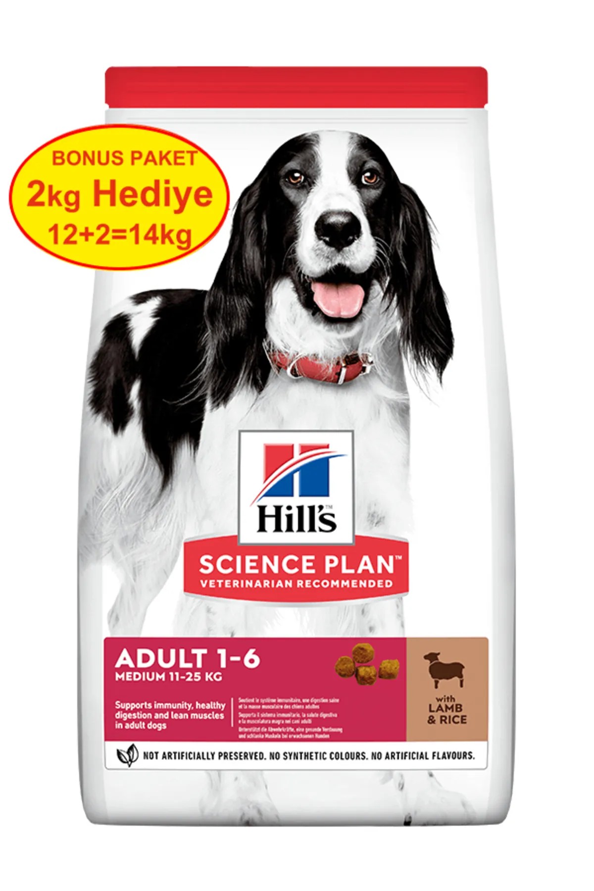 HİLLS 1-6 KUZULU KÖPEK MAMASI 12+2 KG.