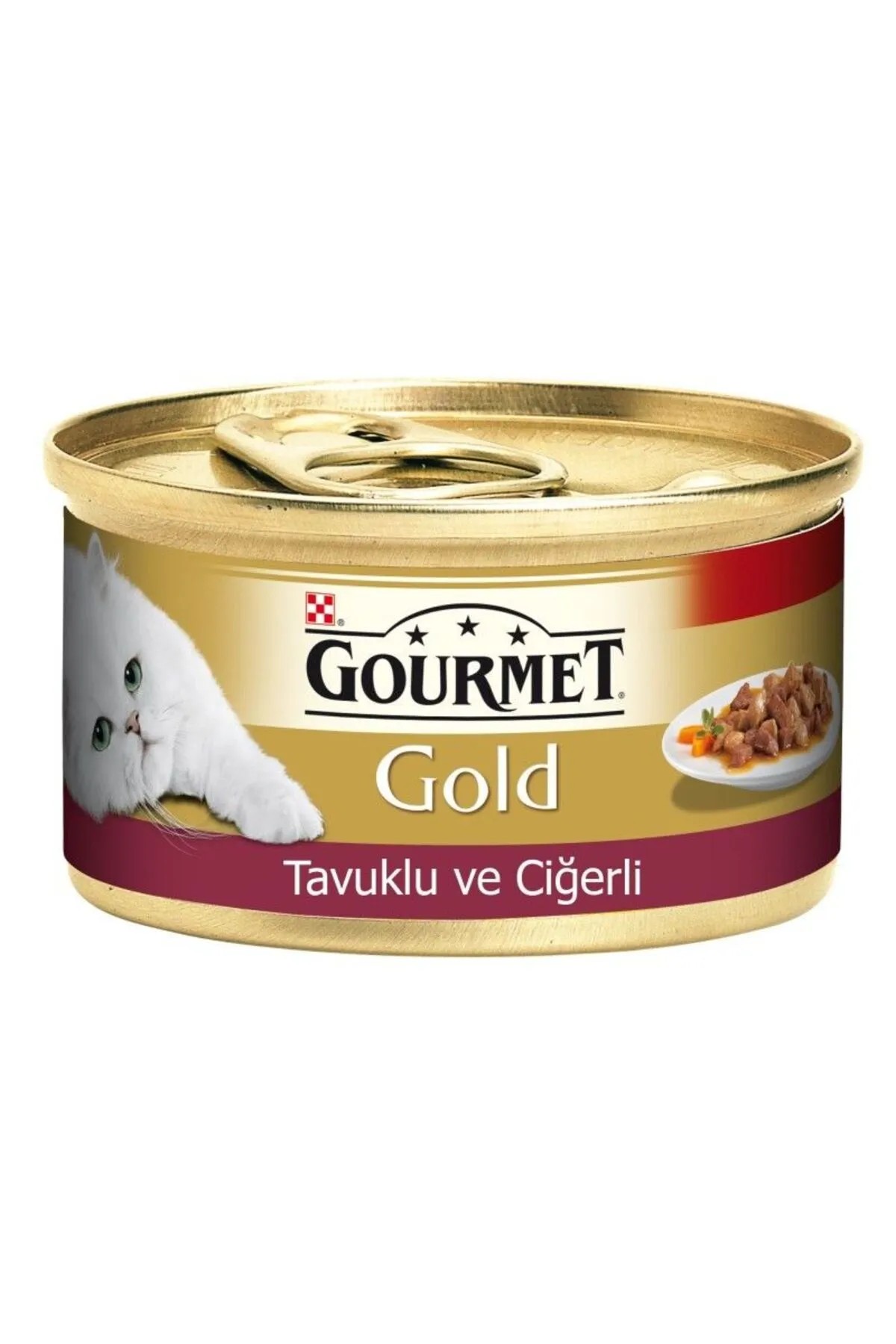 GOURMET GOLD PARCA ETLİ VE SOSLU TAVUKLU VE CİĞERLİ KEDİ KONSERVE MAMASI 85 GR