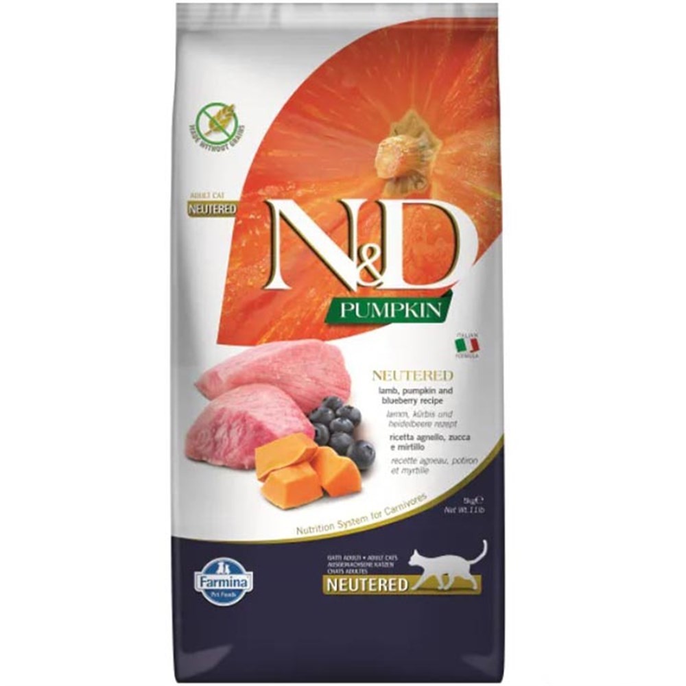 N&D BALKABAKLI KUZULU YABAN MERSİNLİ KISIRLAŞTIRILMIŞ KEDİ MAMASI 5 KG