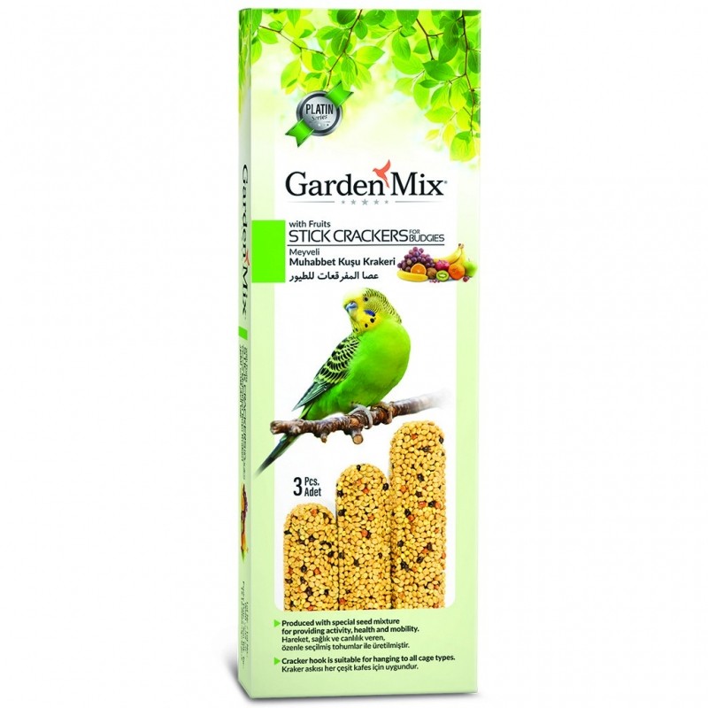 GARDEN MİX MEYVELİ VİTAMİNLİ MUHABBET KUŞU ÖDÜL KRAKERİ 3LÜ PAKET