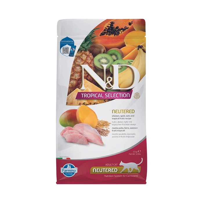 N&D TROPİKAL SELECTION TAVUKLU KISIR KEDİ MAMASI 1.5 KG