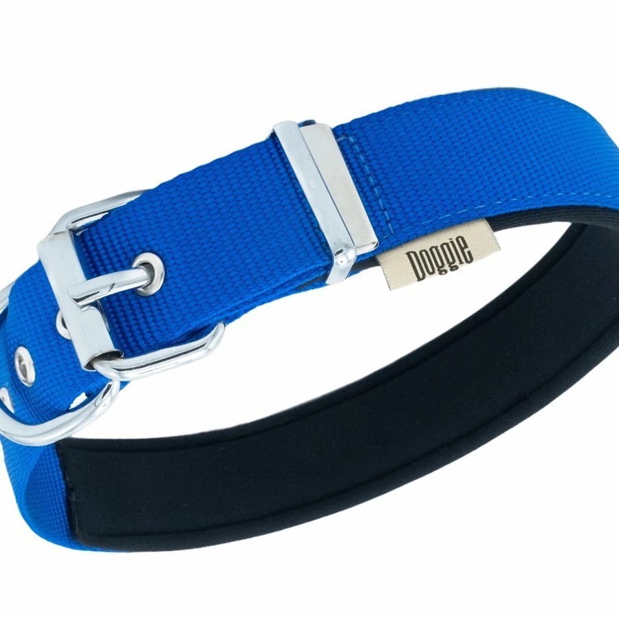 DOGGİE COMFORT YUMUŞAK DOKUMA KÖPEK TASMASI M 2,5X37-45CM MAVİ