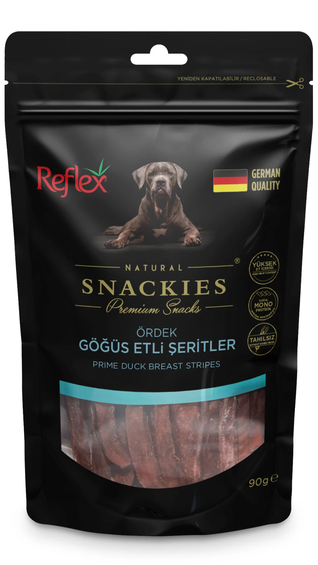Reflex Snackies Natural Ördek Göğüs Etli Şerit Tahılsız Köpek Ödül Maması 90gr