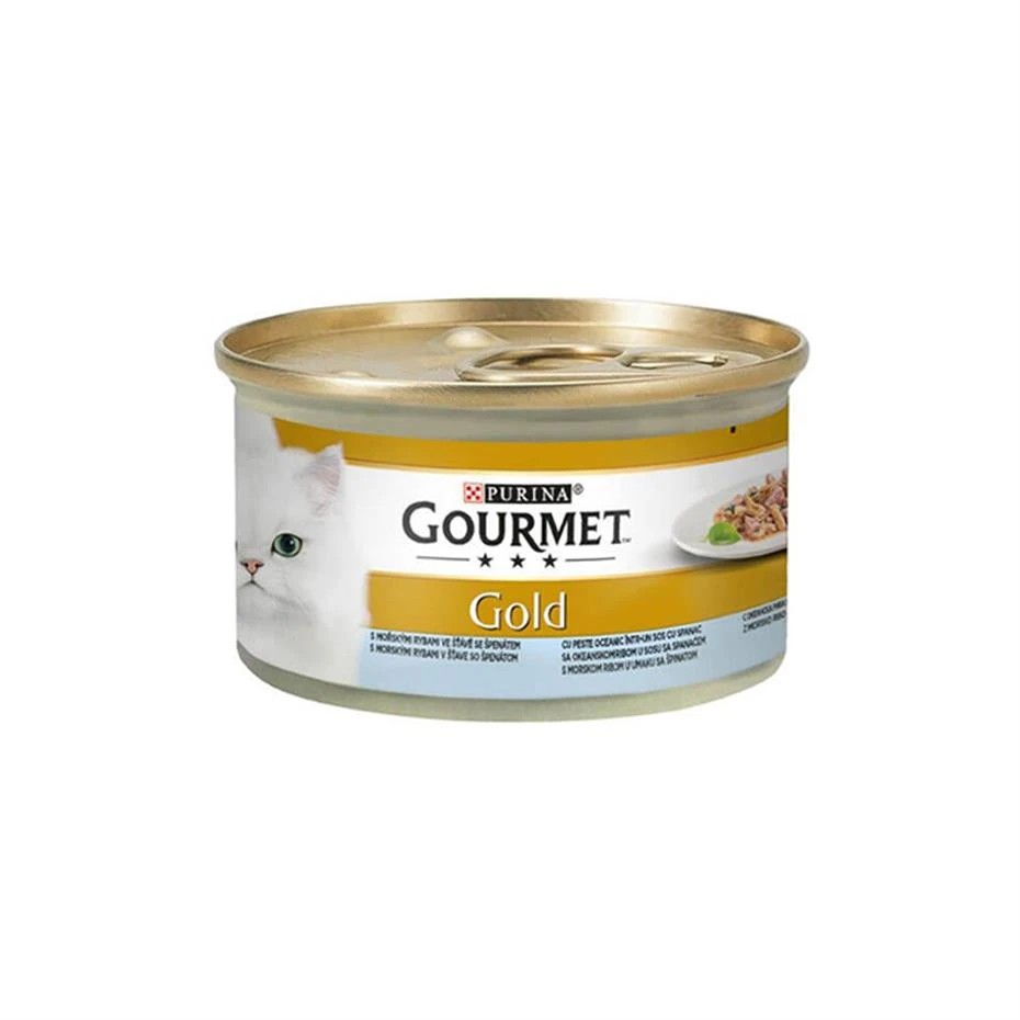 PROPLAN GOURMET GOLD ISPANAK SOSLU OKYANUS BALIKLI KEDİ KONSERVESİ 85 gr.