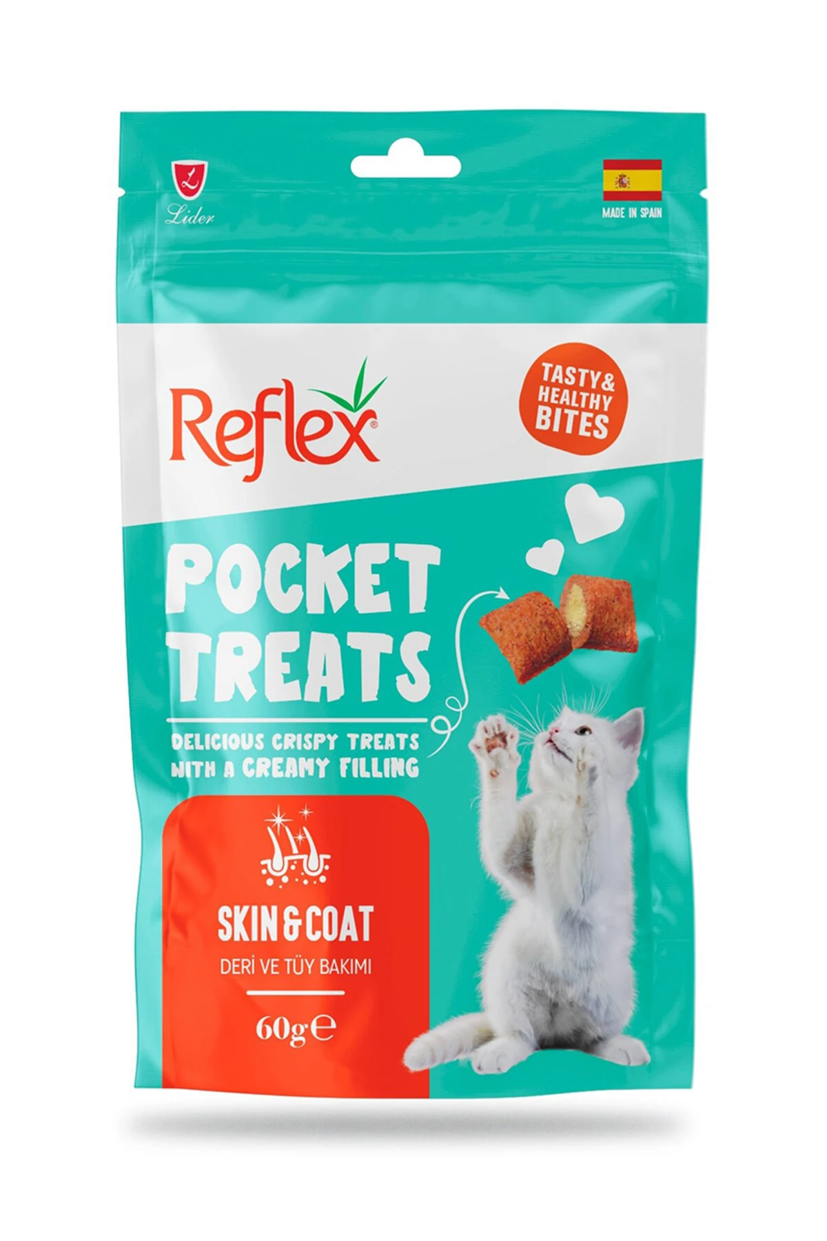 Reflex Pocket Treats Deri ve Tüy Bakımı Yetişkin Kedi Ödül Maması 60gr
