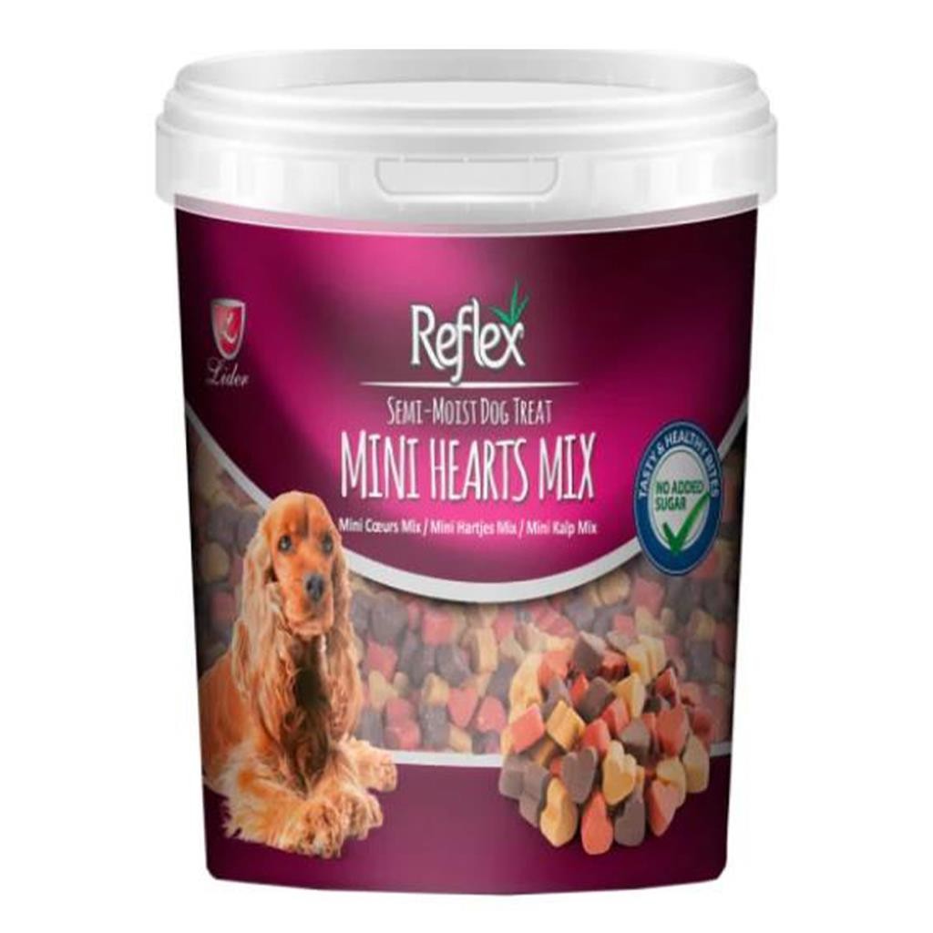 REFLEX KARIŞIK RENKLİ MİNİ KALPLİ YUMUSAK KÖPEK ÖDÜL MAMASI 500 GR