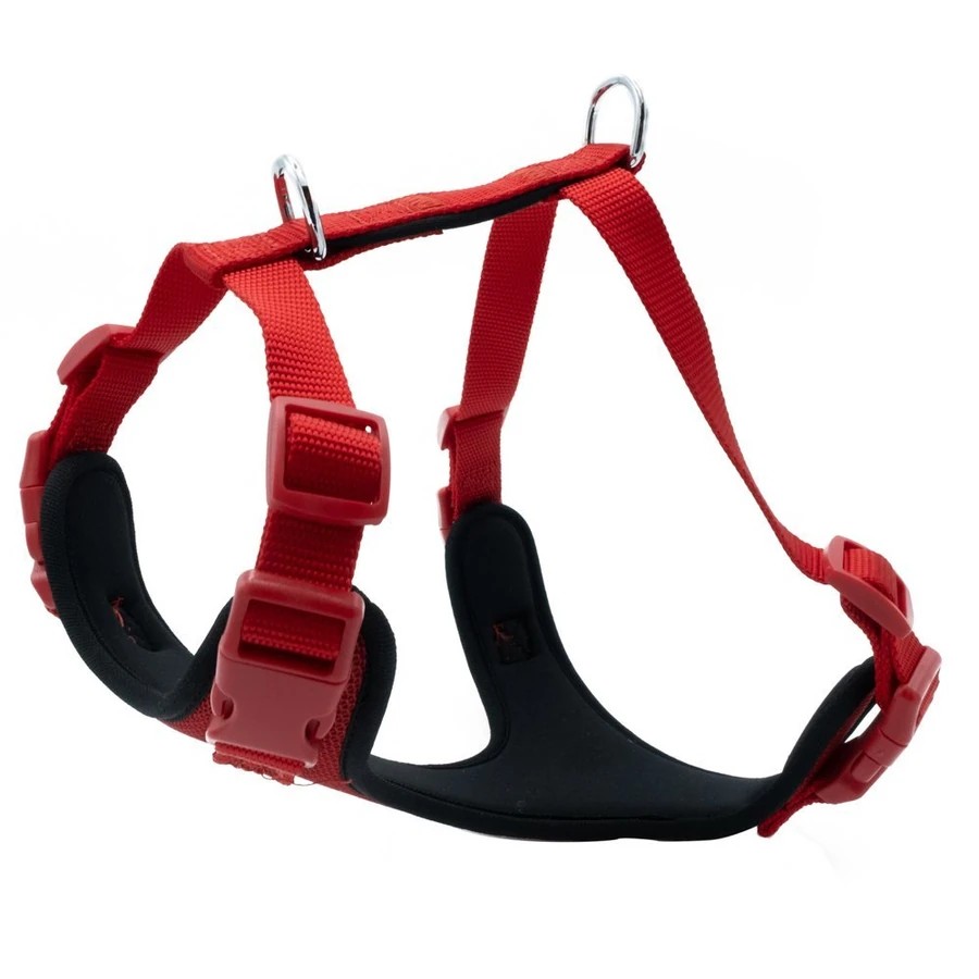 DOGGİE HAVALI PED DOKUMA KÖPEK GÖĞÜS TASMASI MEDİUM 45-55 CM KIRMIZI SİYAH ADGT-M