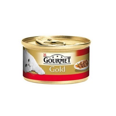 GOURMET GOLD PARCA ETLİ VE SOSLU SIĞIR ETLİ KEDİ KONSERVE MAMASI 85 GR
