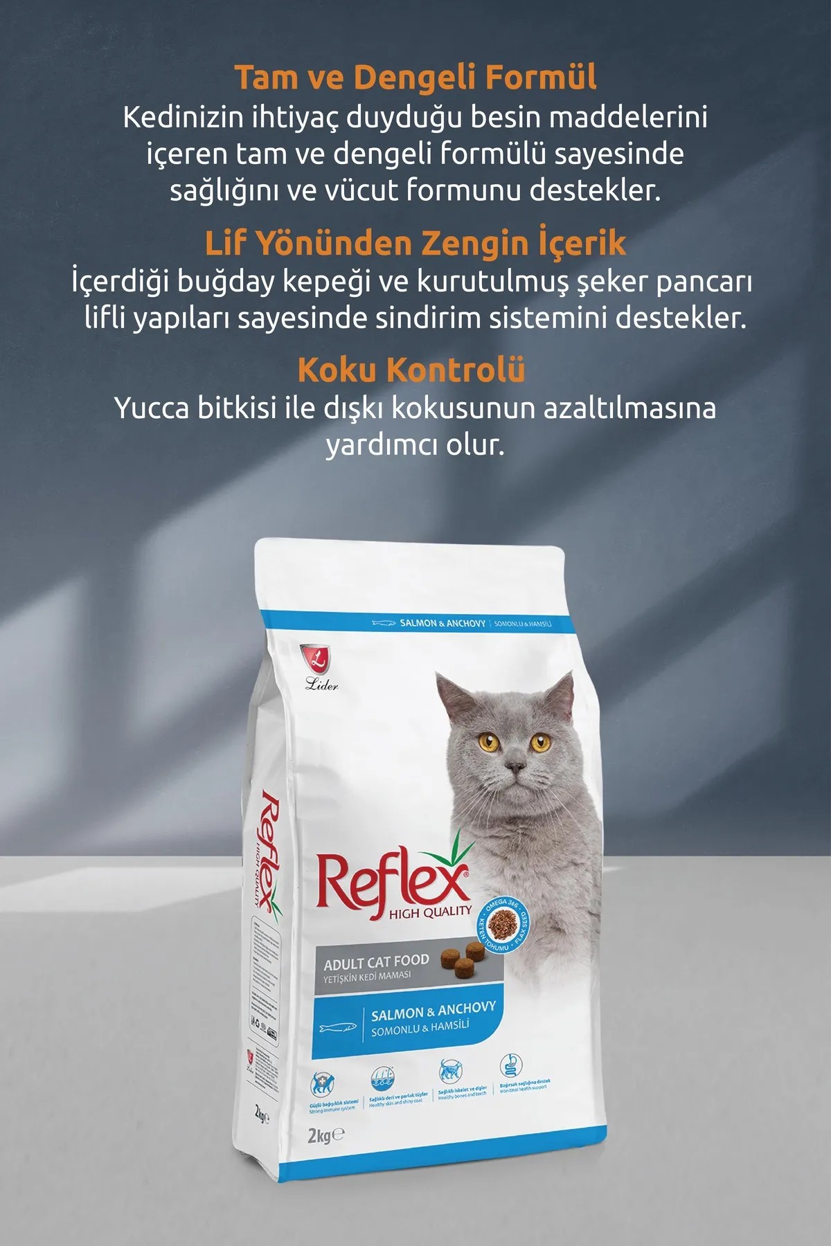 REFLEX SOMONLU HAMSİLİ KURU KEDİ MAMASI 2 KG