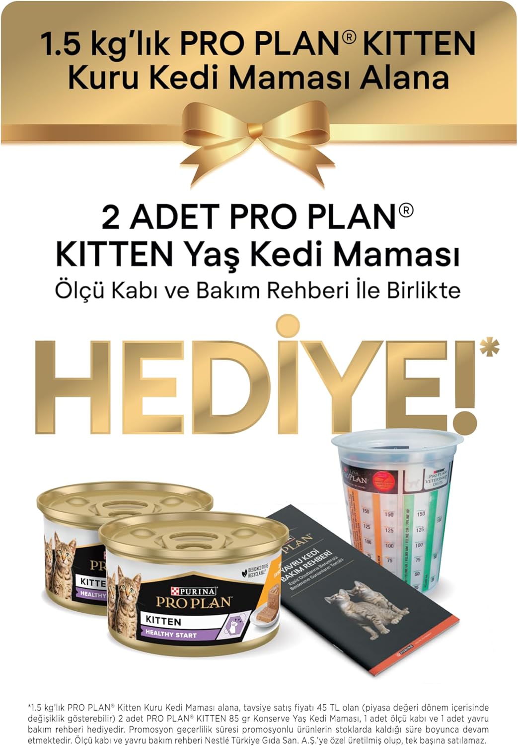 Pro Plan Yavru Kediler İçin Tavuk Etli Kuru Mama 1.5 Kg + Purina Pro Plan Yaş Yavru Kedi Maması 85 Gram