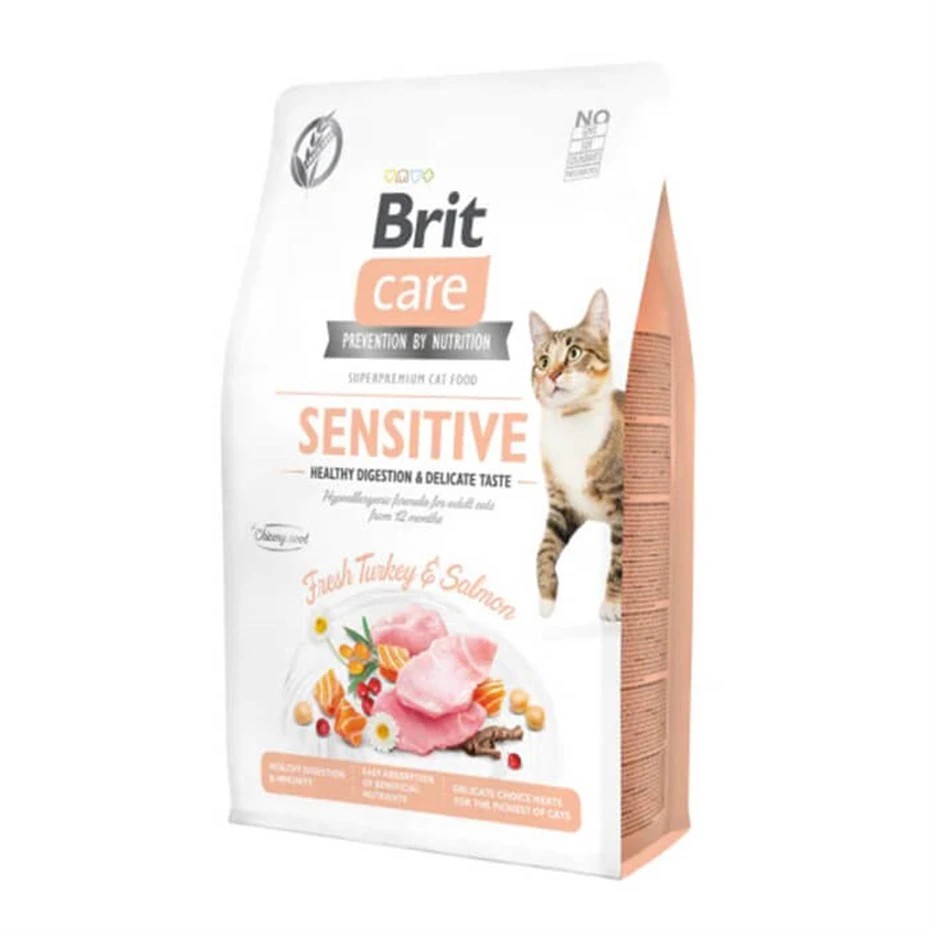 BRİT CARE TAHILSIZ SENSİTİVE HİNDİLİ SOMONLU KEDİ MAMASI 2 KG