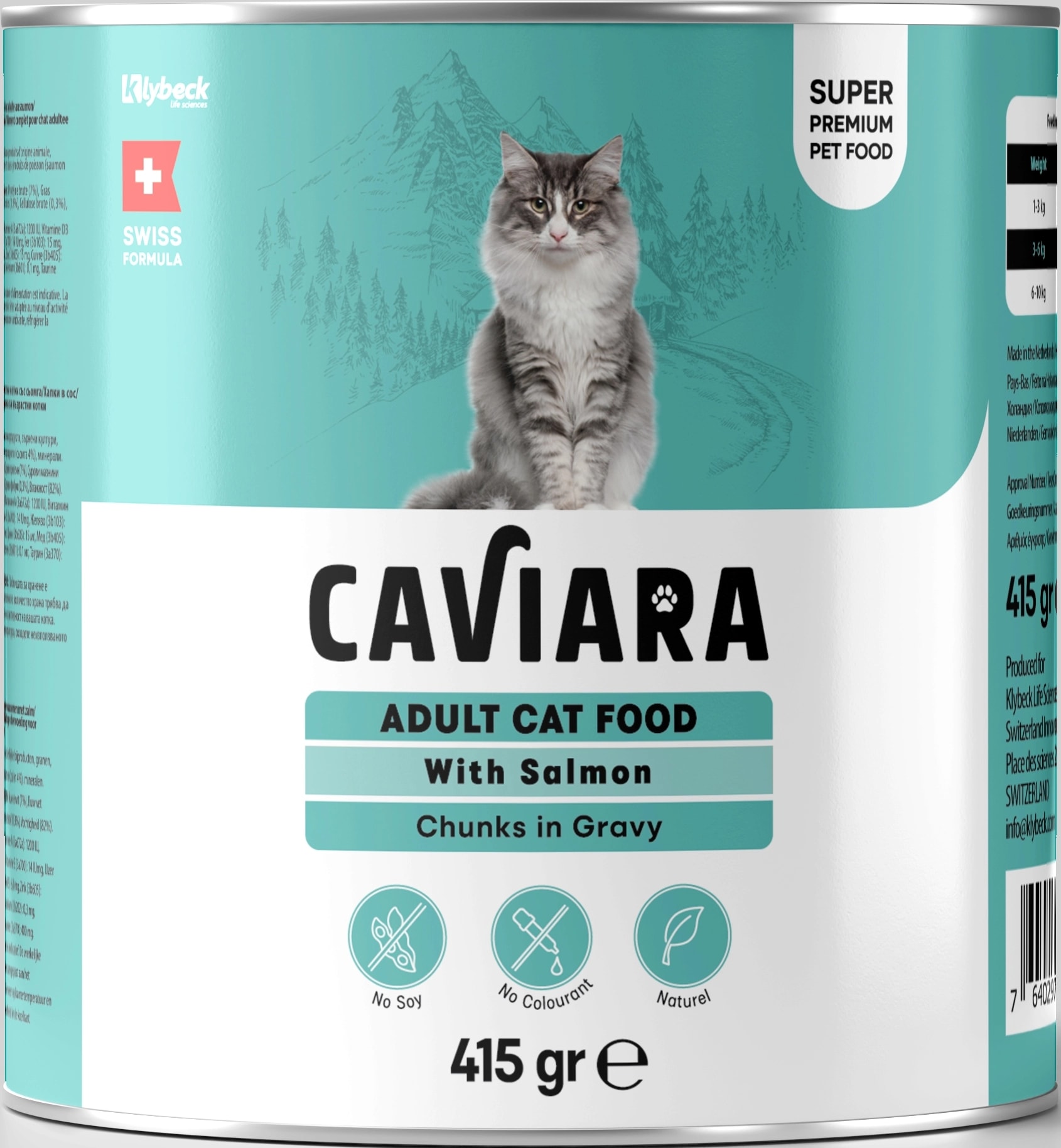 Caviara Sos İçinde Et Parçacıklı Somonlu Yetişkin Kedi Konservesi 415 Gr