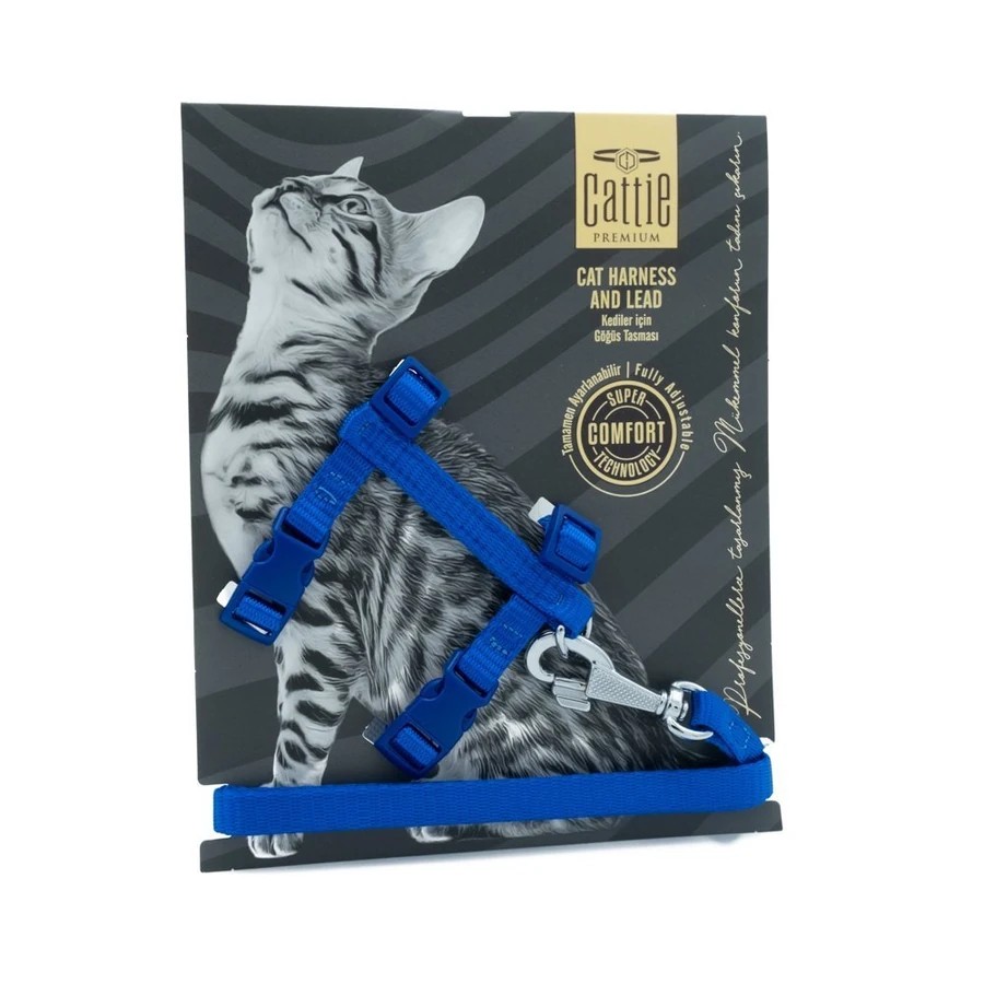 KEDI GÖGÜS & GEZDIRME TAKIMI ROYALMAVI 1X25-40CM