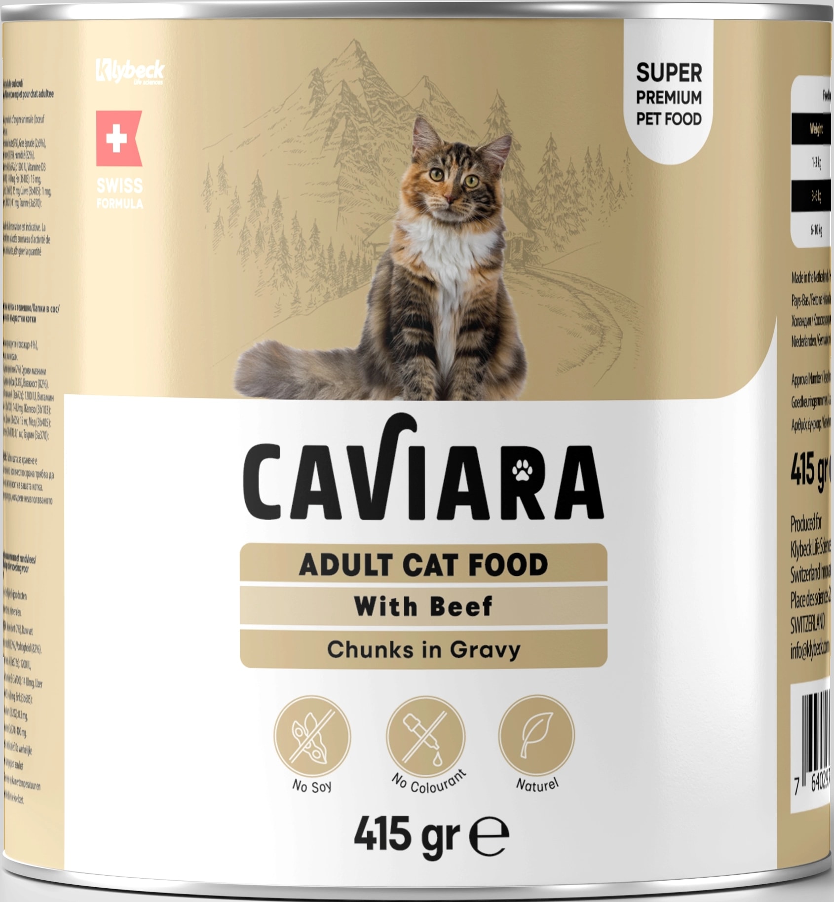Caviara Sos İçinde Et Parçacıklı Dana Etli Yetişkin Kedi Konservesi 415 Gr