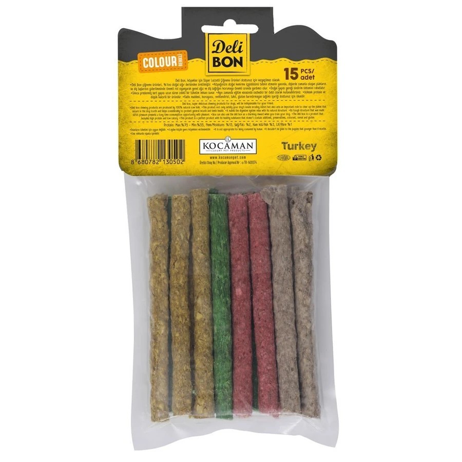 DERİ MUNCHY ÇUBUK ORTA BOY 15Lİ PAKET KARIŞIK RENK KARIŞIKRENK KALINX15AD.