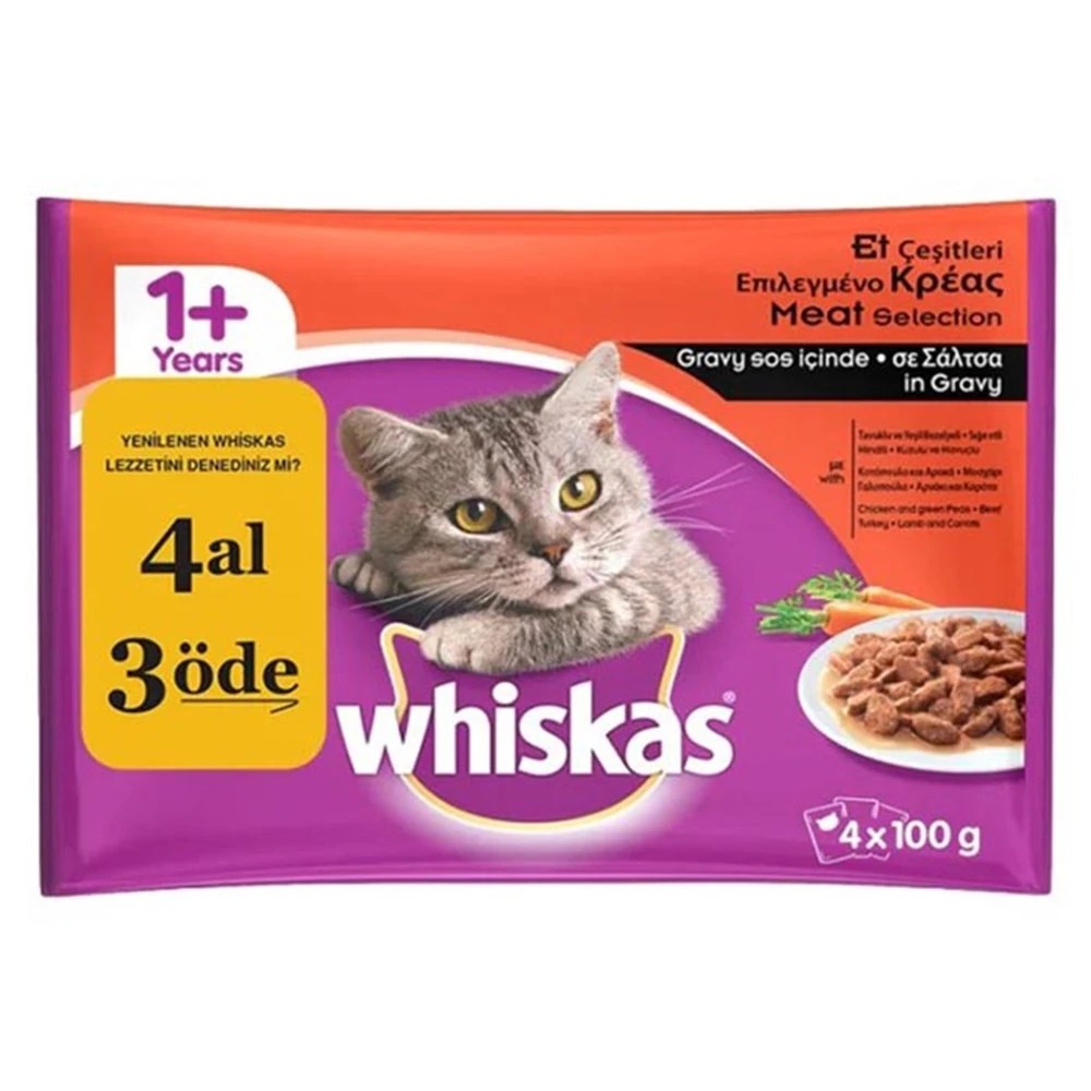 WHİSKAS POUCH ETLİ SEÇENEKLER 4 LÜ PAKET