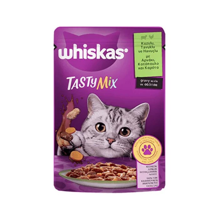 WHISKAS TASTY MİX KUZULU TAVUKLU HAVAVUÇLU