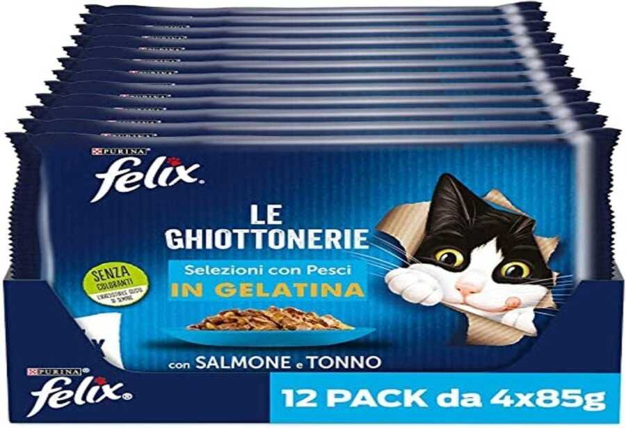 Felix Pouch Somon ve Ton Balıklı Kedi Konservesi 85 gr 4 Adet X 12