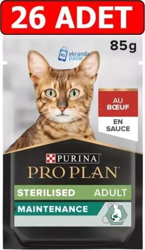 ProPlan Kısırlaştırılmış Sığır Etli Yetişkin Kedi Yaş Maması 85 gr * 26