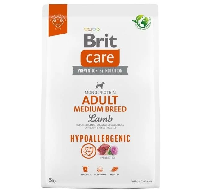 Brit Care Hypo-Allergenic Orta Irk Kuzu Etli Yetişkin Köpek Maması 3 Kg