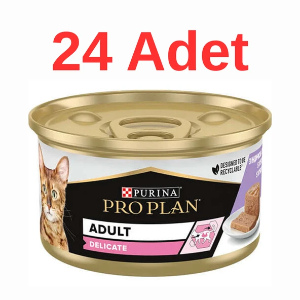 Pro plan Delicate Hindi Etli Hassas Seçici Yetişkin Kedi Konservesi 85 gr 24 Adet