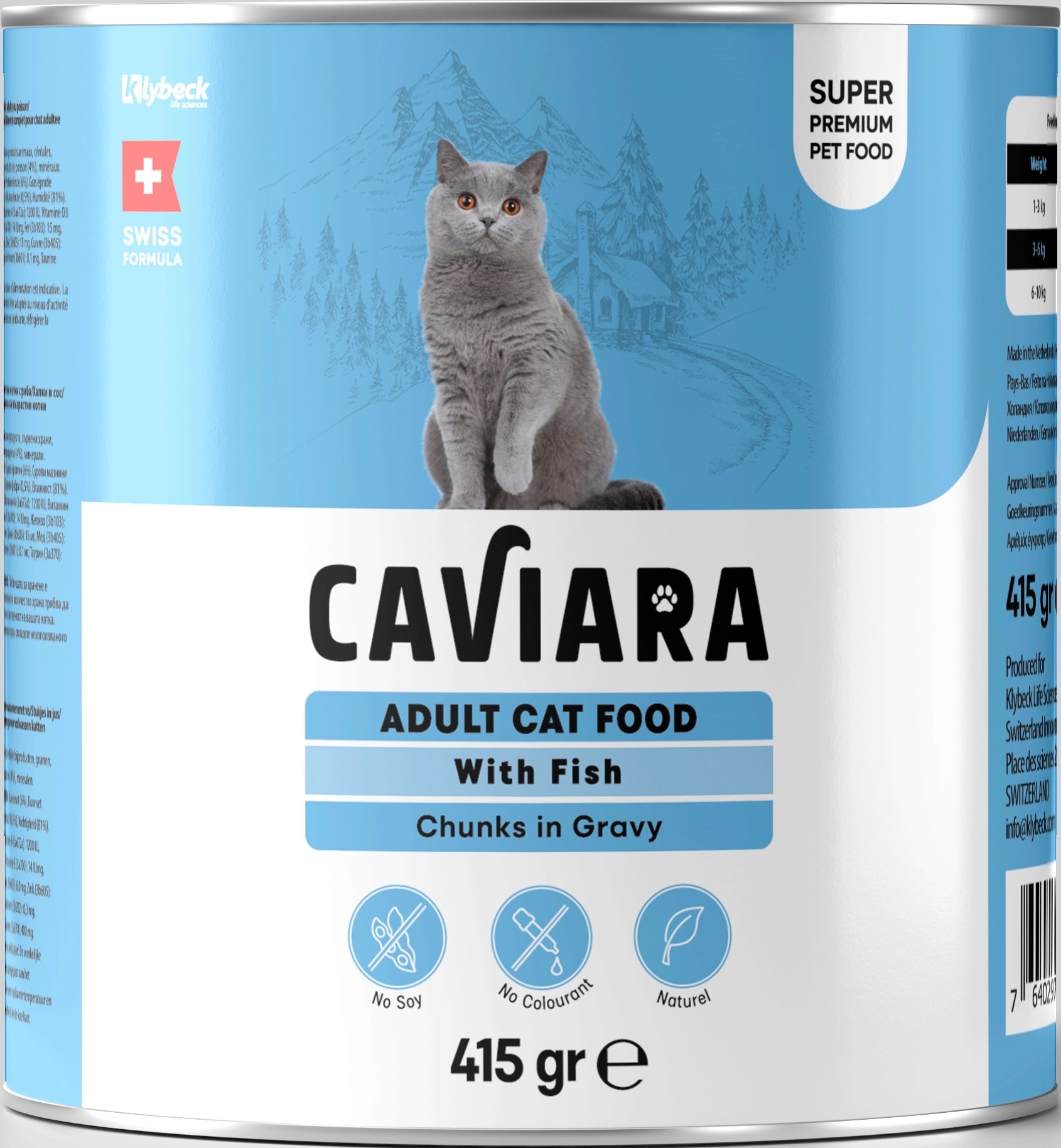 Caviara Sos İçinde Et Parçacıklı Balıklı Yetişkin Kedi Konservesi 415 Gr