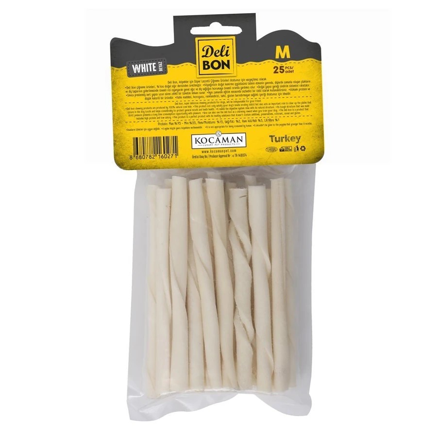 DERİ BURGU ÇUBUK ORTA BOY 25Lİ PAKET BEYAZ BEYAZ KALINX25AD.
