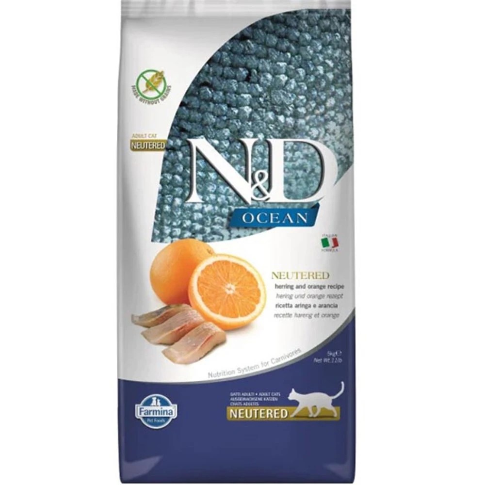 N&D OCEAN BALIK VE PORTAKALLI KISIRLAŞTIRILMIŞ KEDİ MAMASI 5 KG